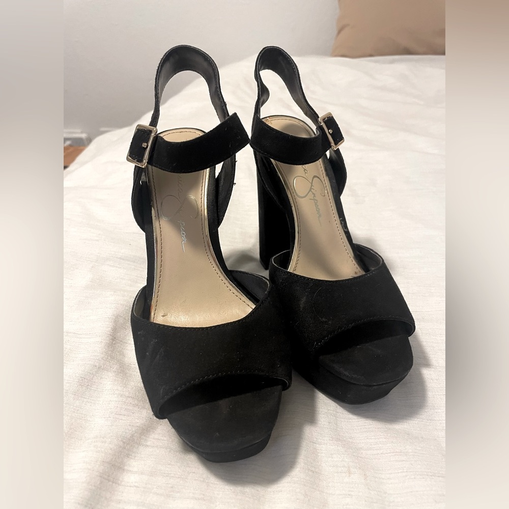 Black chunky heels